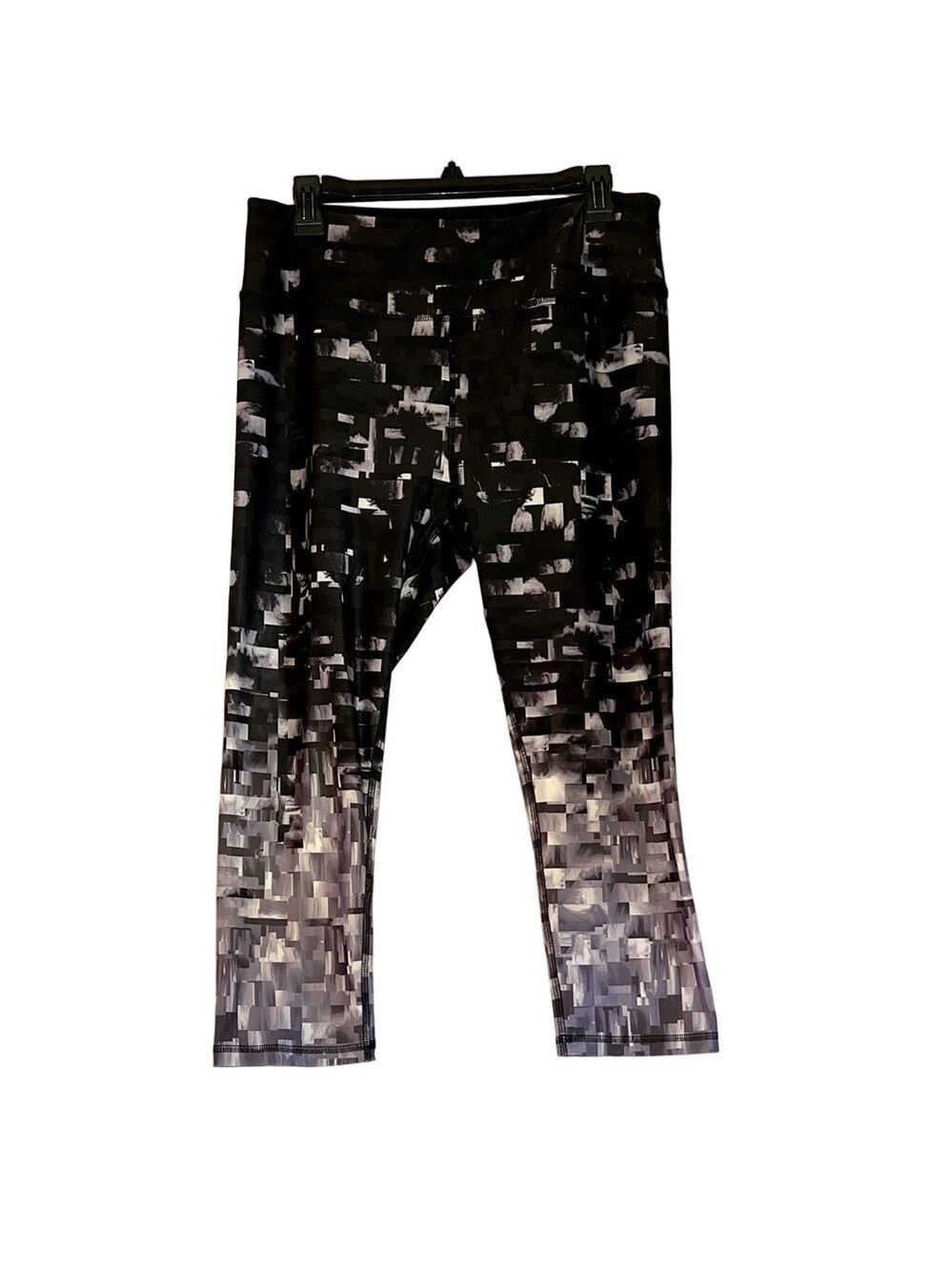 RBX Black & Gray Patterned Leggings, Size XL